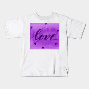 Valentine's Day Watercolor Love – purple Kids T-Shirt